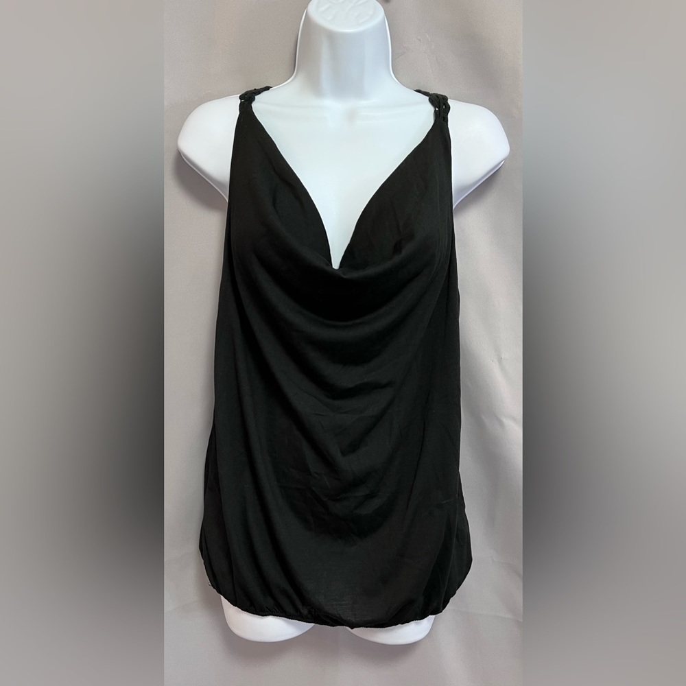 Yoins Top Womens Sz Large Crochet Lace Tank Sexy Knit Pullover Black